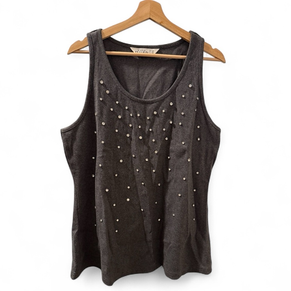 Ulla Popken ‘Studio Untold’ Rhinestone Tank Top